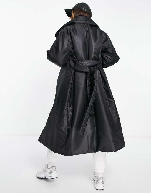 Ash Peached Oversized Belted Maxi Puffer Coat