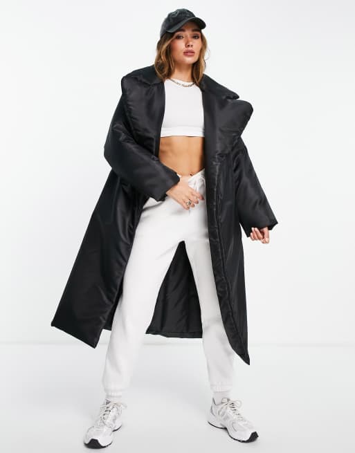 Ash Peached Oversized Belted Maxi Puffer Coat