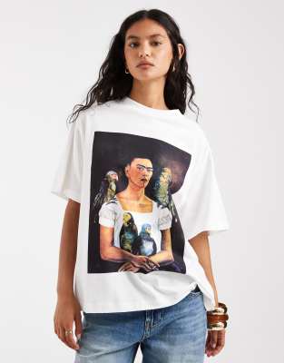 Asos Design Oversized Me And My Parrots Art T-shirt In White