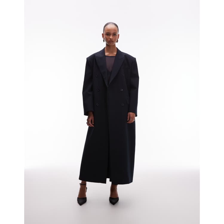 ASOS DESIGN oversized menswear inspired maxi blazer in navy