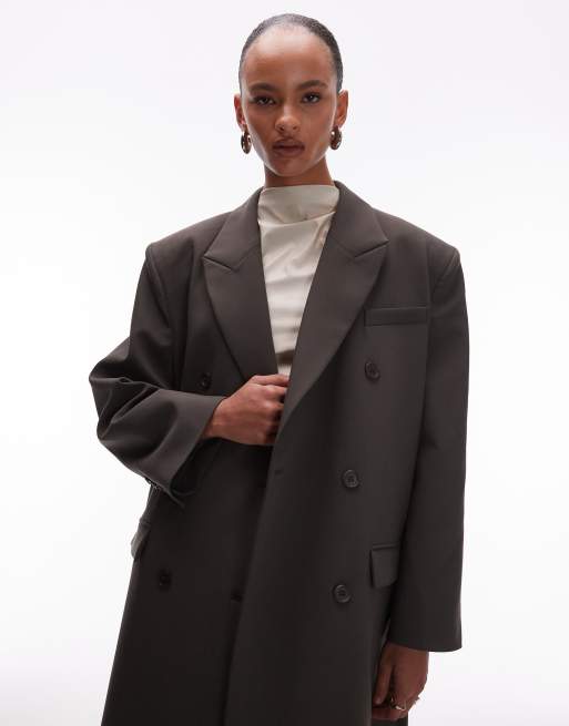 ASOS DESIGN oversized menswear inspired maxi blazer in olive