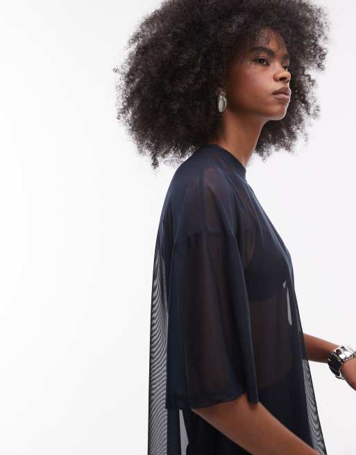 ASOS DESIGN oversized mesh t shirt in navy ASOS