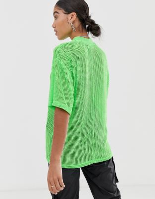 ASOS DESIGN oversized mesh t-shirt in neon green | ASOS