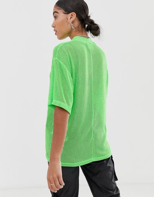 ASOS DESIGN oversized mesh t-shirt in neon green