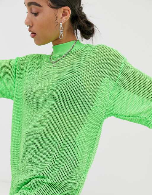 ASOS DESIGN oversized mesh t-shirt in neon green | ASOS