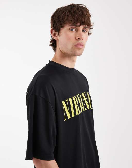 ASOS DESIGN oversized mesh t-shirt with Nirvana print in black, 4 of 5