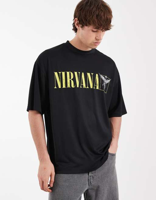 ASOS DESIGN oversized mesh t-shirt with Nirvana print in black, 5 of 5