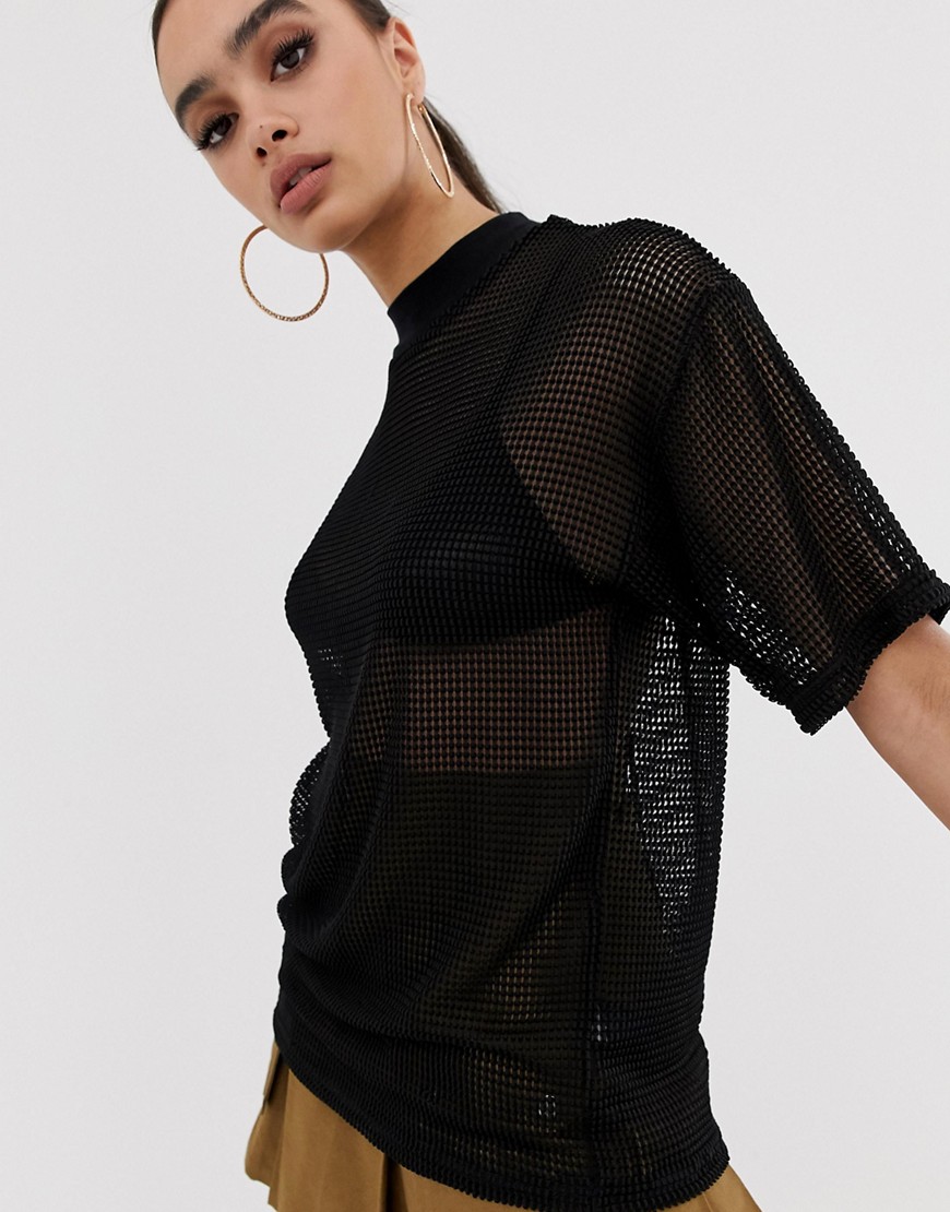 ASOS DESIGN oversized mesh t-shirt-Black