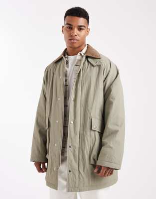 Asos Design Oversized Mid Length Barn Jacket In Green