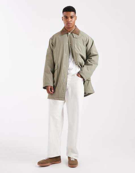 ASOS DESIGN oversized mid length barn jacket in light khaki - view 1