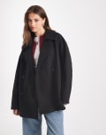 [ASOS DESIGN] ASOS DESIGN oversized mid length pea coat in black XS Black