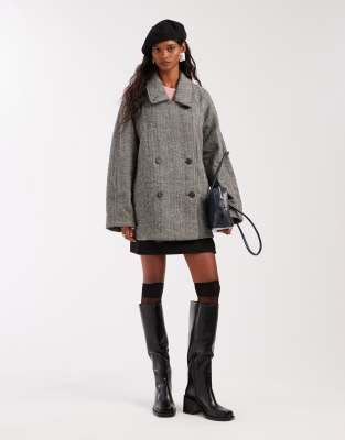 Asos Design Oversized Mid Length Pea Coat In Black