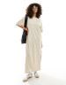 Pleated Open Shirt Dress Sサイズ ベージュ Pleated Open Shirt Dress