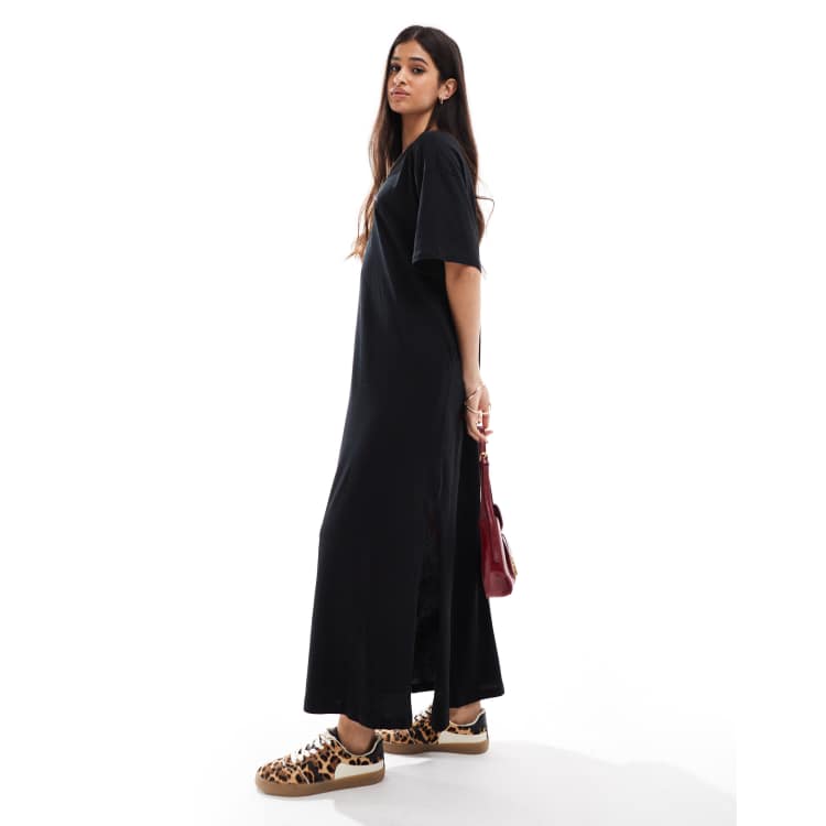 ASOS DESIGN oversized midaxi t-shirt dress in black | ASOS