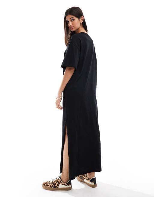 ASOS Design oversized midaxi t shirt dress in Black