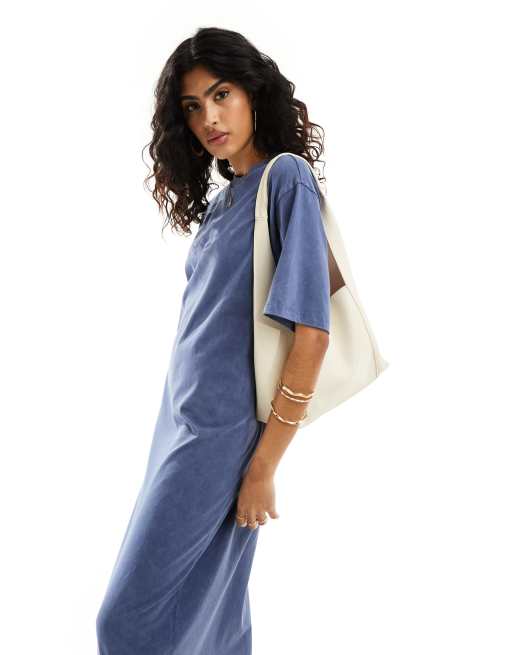 ASOS DESIGN oversized midaxi t-shirt dress in denim wash, 4 of 4