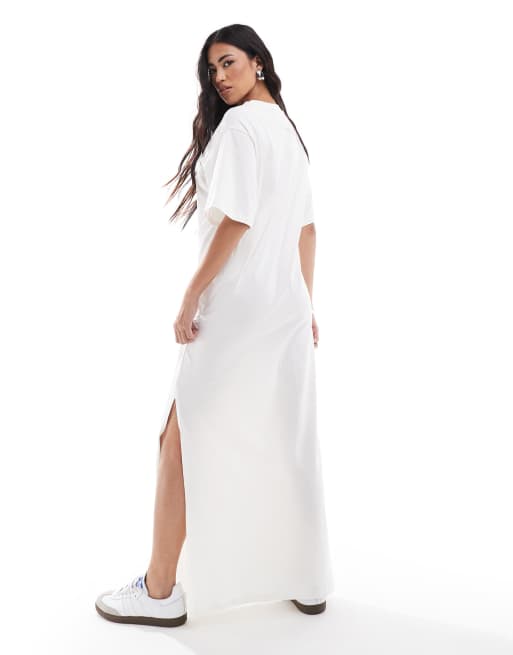 Oversized off the shoulder shirt dress best sale