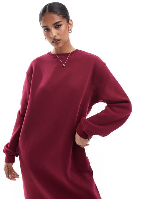 Burgundy sweatshirt dress clearance