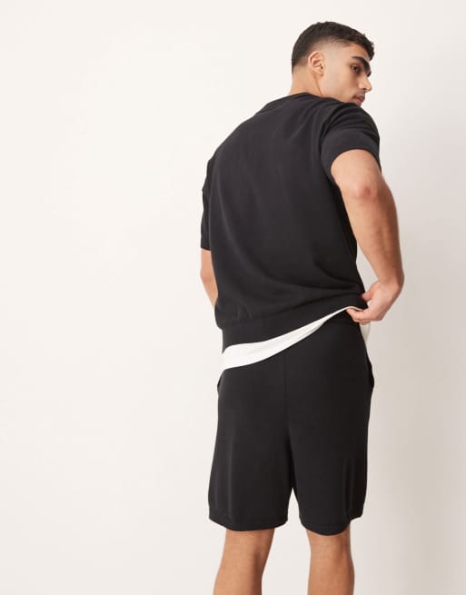 ASOS DESIGN oversized midweight knitted cotton shorts in black - part of a set