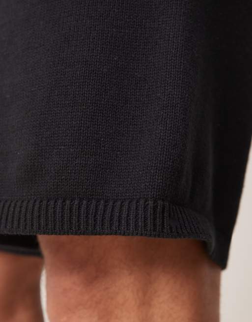 ASOS DESIGN oversized midweight knitted cotton shorts in black - part of a set