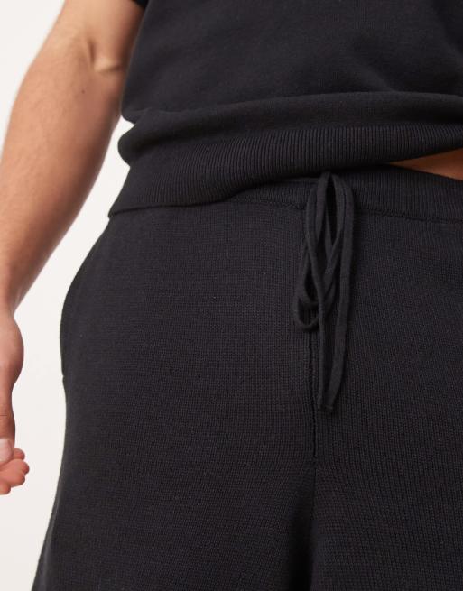 ASOS DESIGN oversized midweight knitted cotton shorts in black - part of a set, 5 of 5