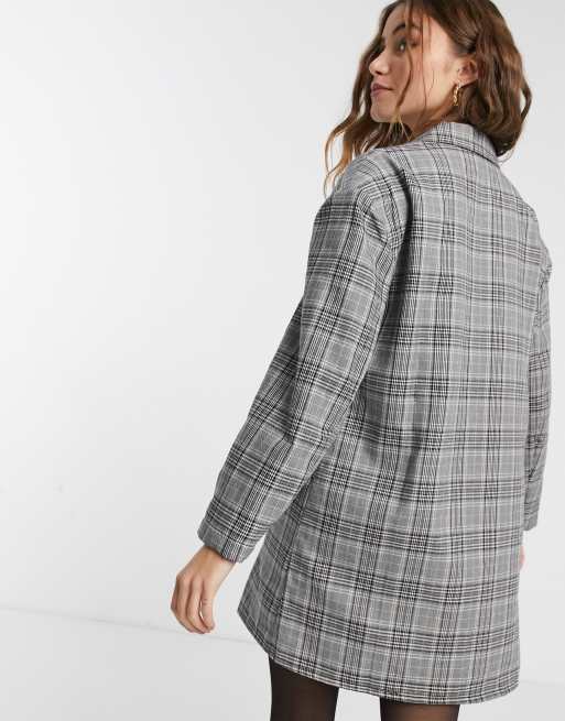ASOS DESIGN oversized mini blazer dress in gray check | ASOS