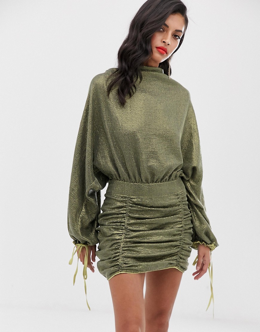 ASOS DESIGN oversized mini dress in all over sequin-Green