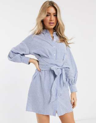 asos blue and white striped dress