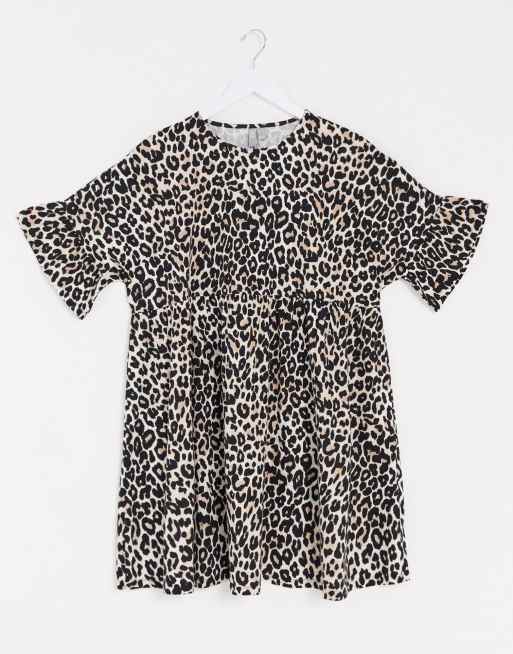 asos design super oversized frill sleeve smock dress ASOS DESIGN super oversized frill sleeve smock dress in khaki