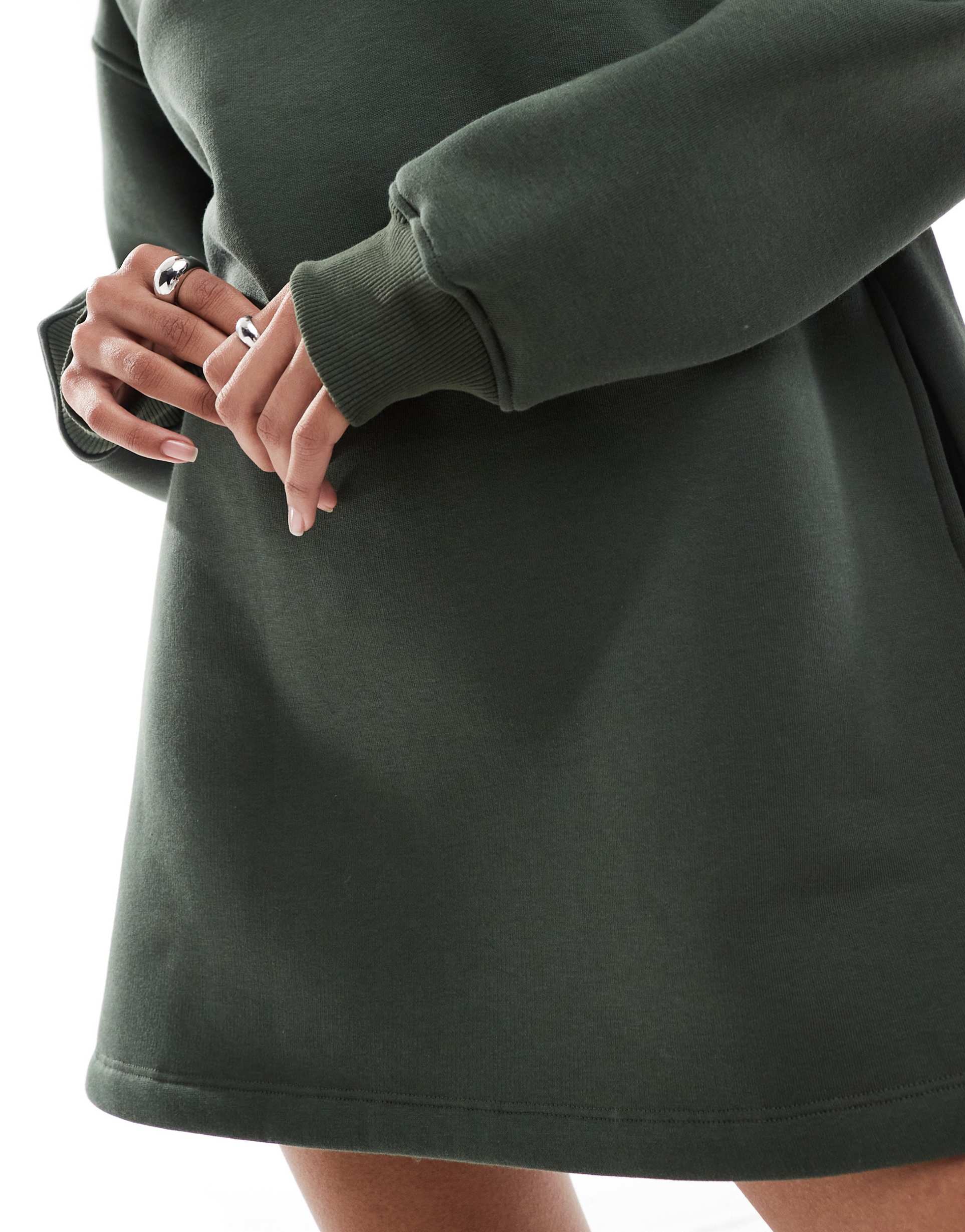 asos design oversized mini sweat dress in khaki