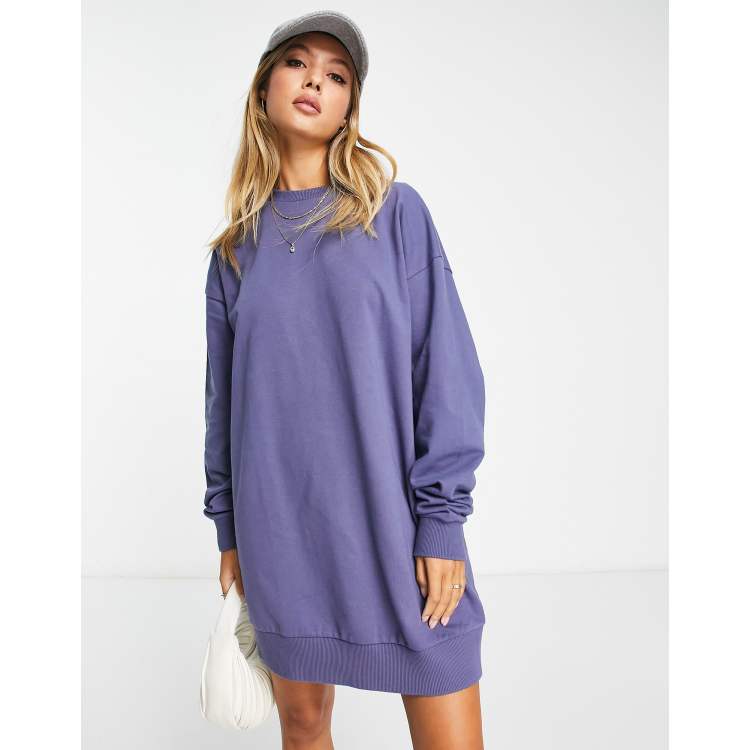 ASOS DESIGN oversized mini sweat dress in washed navy