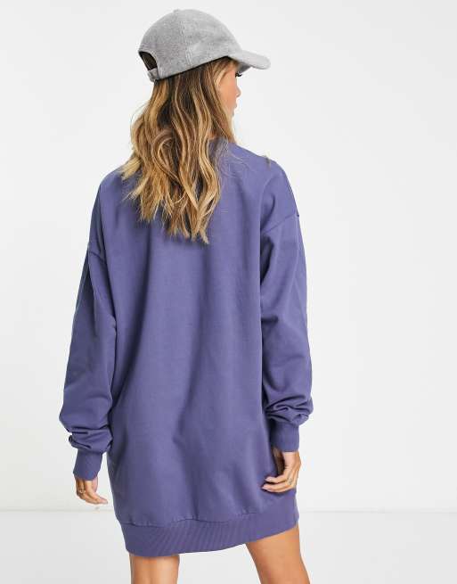 ASOS DESIGN oversized mini sweat dress in washed navy | ASOS