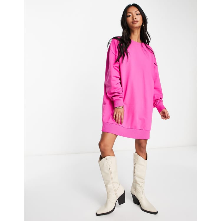 Hot pink cheap sweatshirt dress