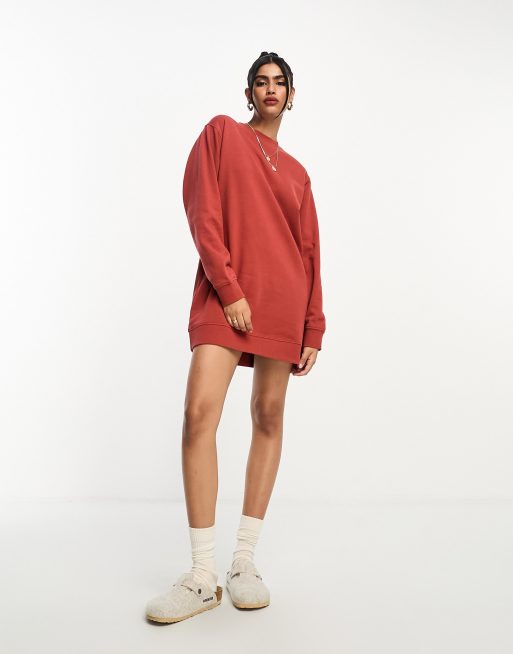 ASOS DESIGN oversized mini sweatshirt dress in rust