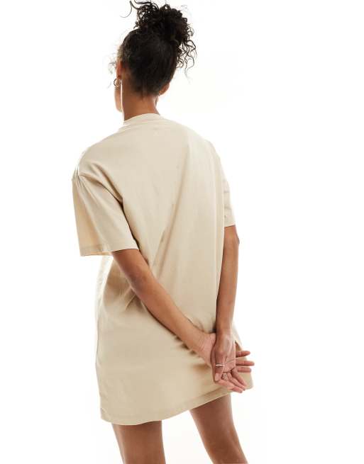 ASOS DESIGN oversized mini t-shirt dress in beige | ASOS