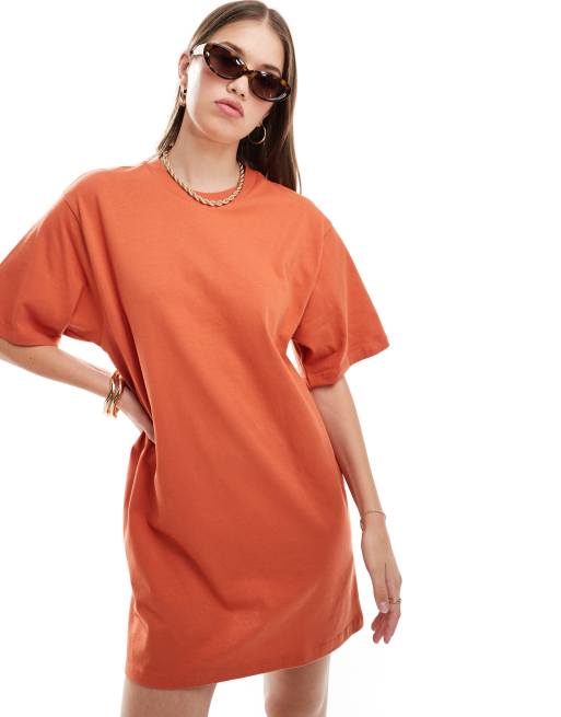 ASOS DESIGN oversized mini T-shirt dress in rust
