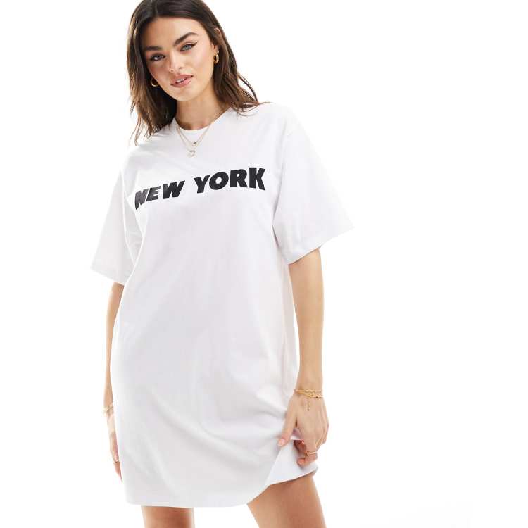 ASOS DESIGN oversized mini t-shirt dress in slogan print | ASOS