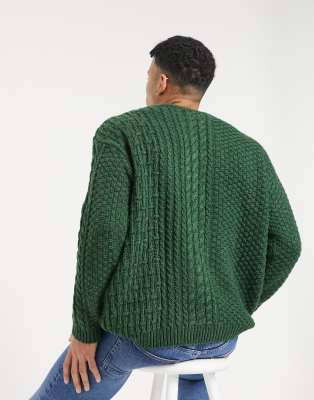 forest green cable knit sweater