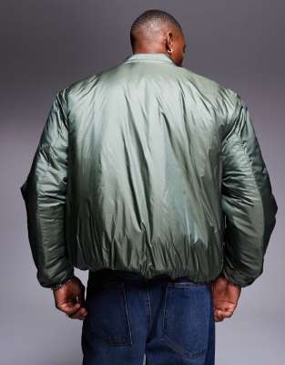 Asos Design Oversized Mono Wadded Puffer Jacket In Green