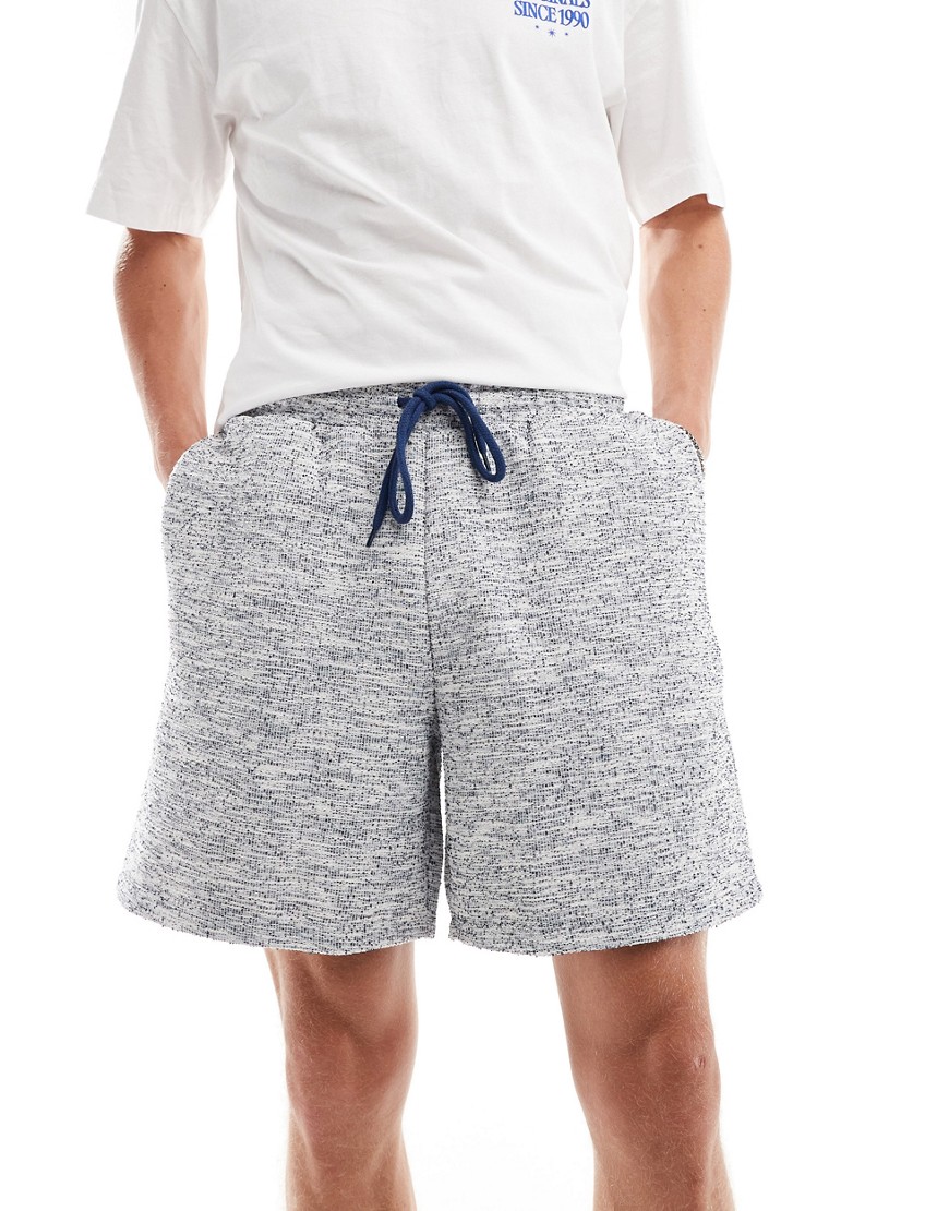 oversized monochrome textured shorts-Multi
