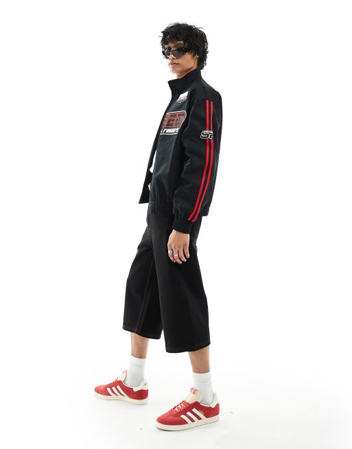 ASOS DESIGN oversized motocross bomber jacket in black, 2 of 4