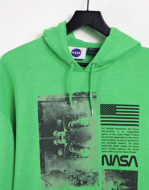 ASOS DESIGN oversized Nasa hoodie in neon green with print