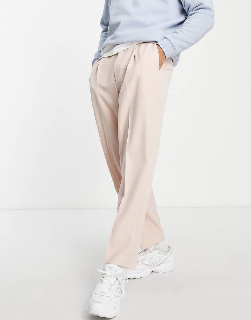 ASOS DESIGN - Oversized nette broek met toelopende pijpen in roze