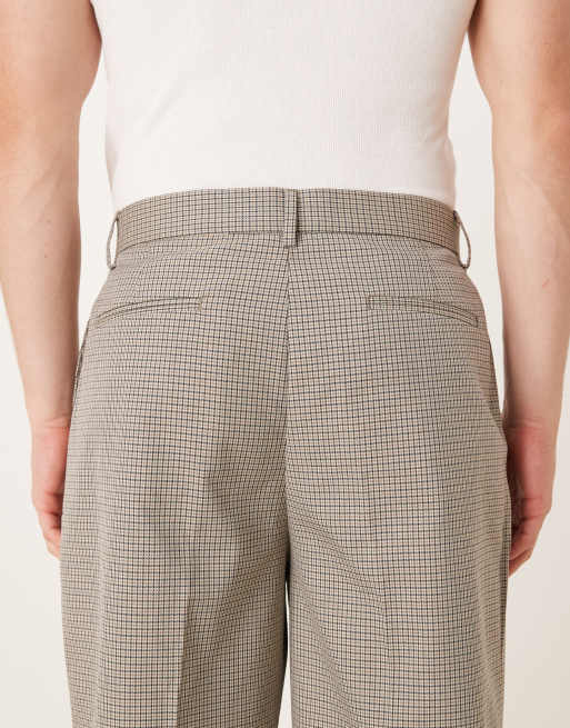 ASOS DESIGN - Oversized nette toelopende broek in bruine microruit, 5 van 5