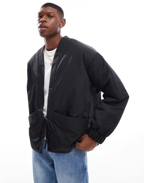 ASOS DESIGN oversized nylon kimono jacket in black - view 1