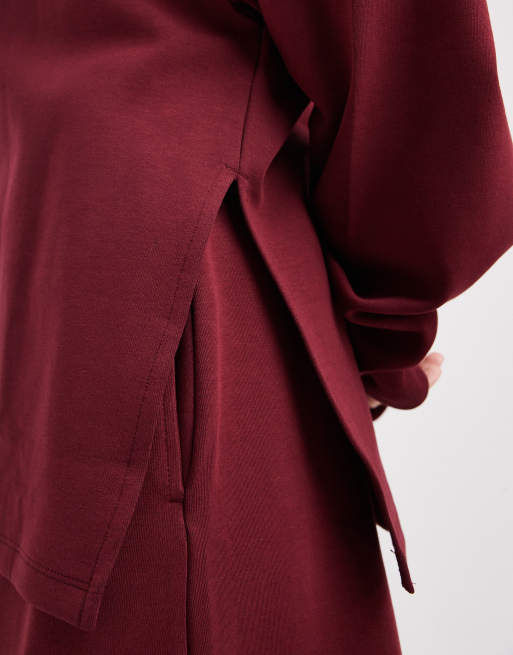ASOS DESIGN  oversized off shoulder interlock sweatshirt in burgundy