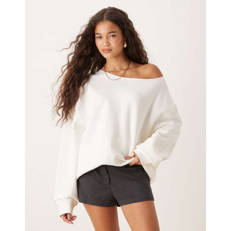 ASOS DESIGN oversized off shoulder sweatshirt in white | ASOS