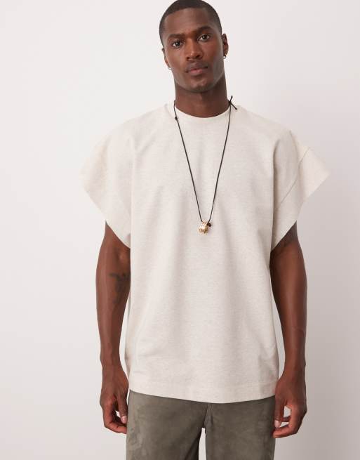 ASOS DESIGN - Oversized og beige tanktop med tekstur