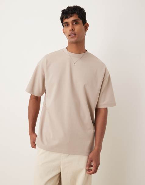ASOS DESIGN - Oversized og blød beige T-shirt i kraftigt stof - view 1