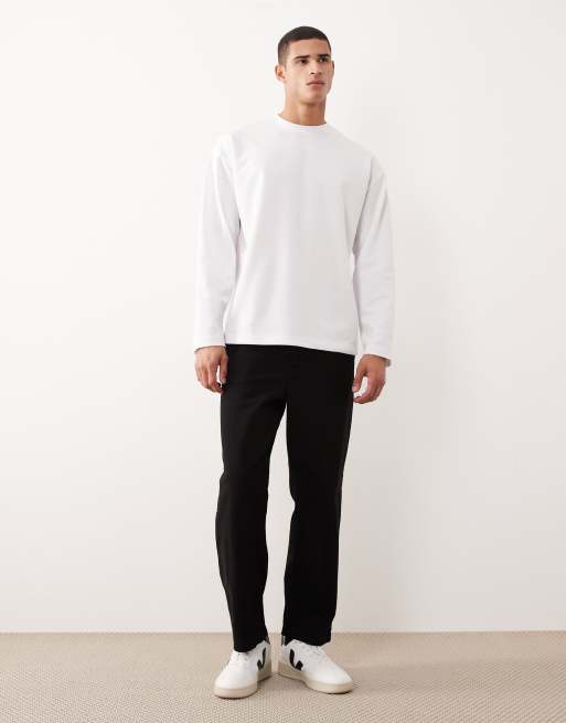 ASOS DESIGN - Oversized og blød hvid T-shirt med lange ærmer i kraftigt stof, 2 af 5